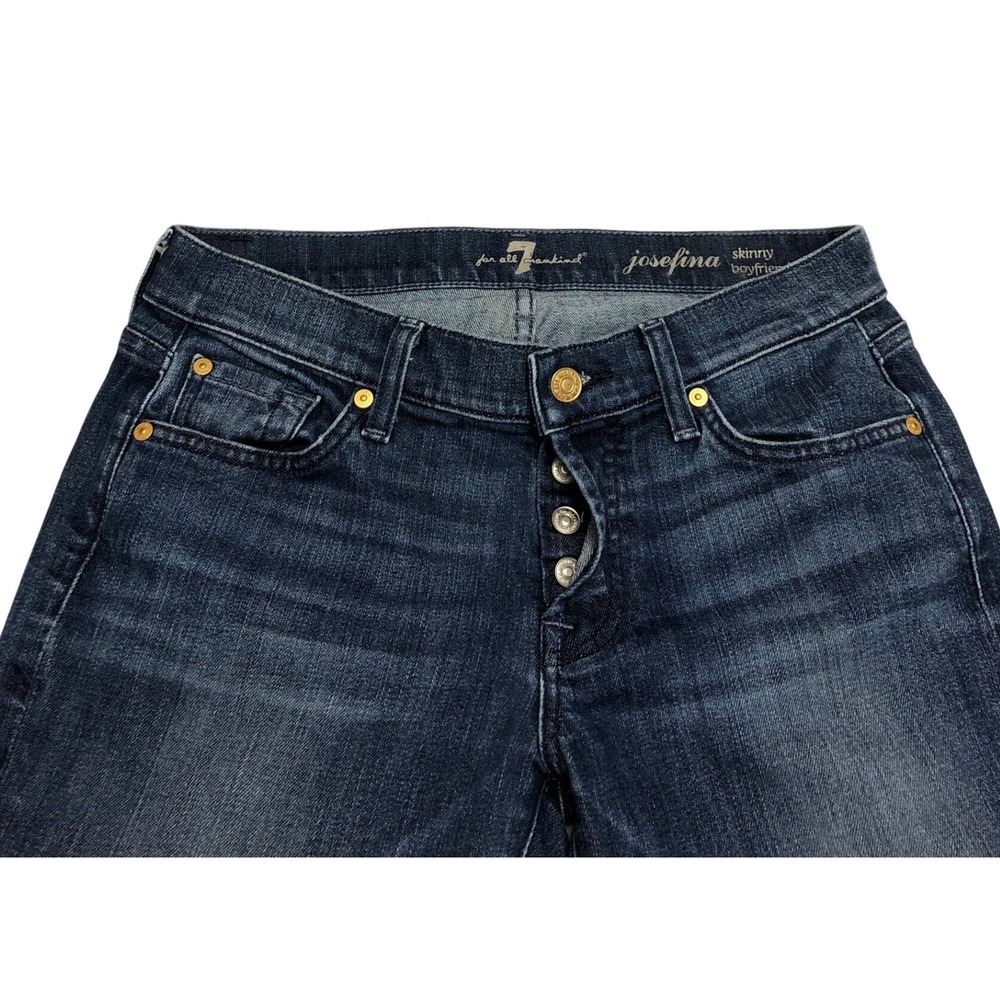 7 For All Mankind Josefina Skinny Boyfriend Jeans Womens 26 Button Fly Inseam 26 - Picture 6 of 11